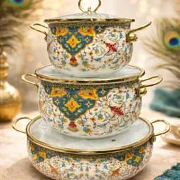 Royal Peacock Enamel Cookware Set
