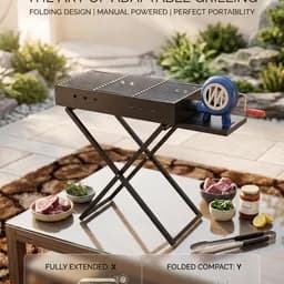 Premium Folding BBQ Machine With Manual Air Blower – 84×32×16 CM