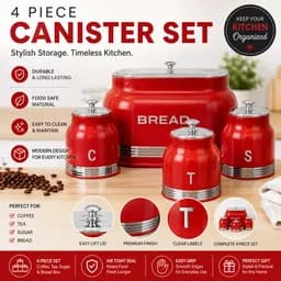 Premium Kitchen Organization Set – Bread Box & 3 Canisters
