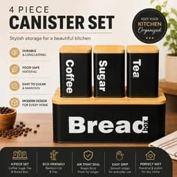Premium Bread Box & Canister Storage Set