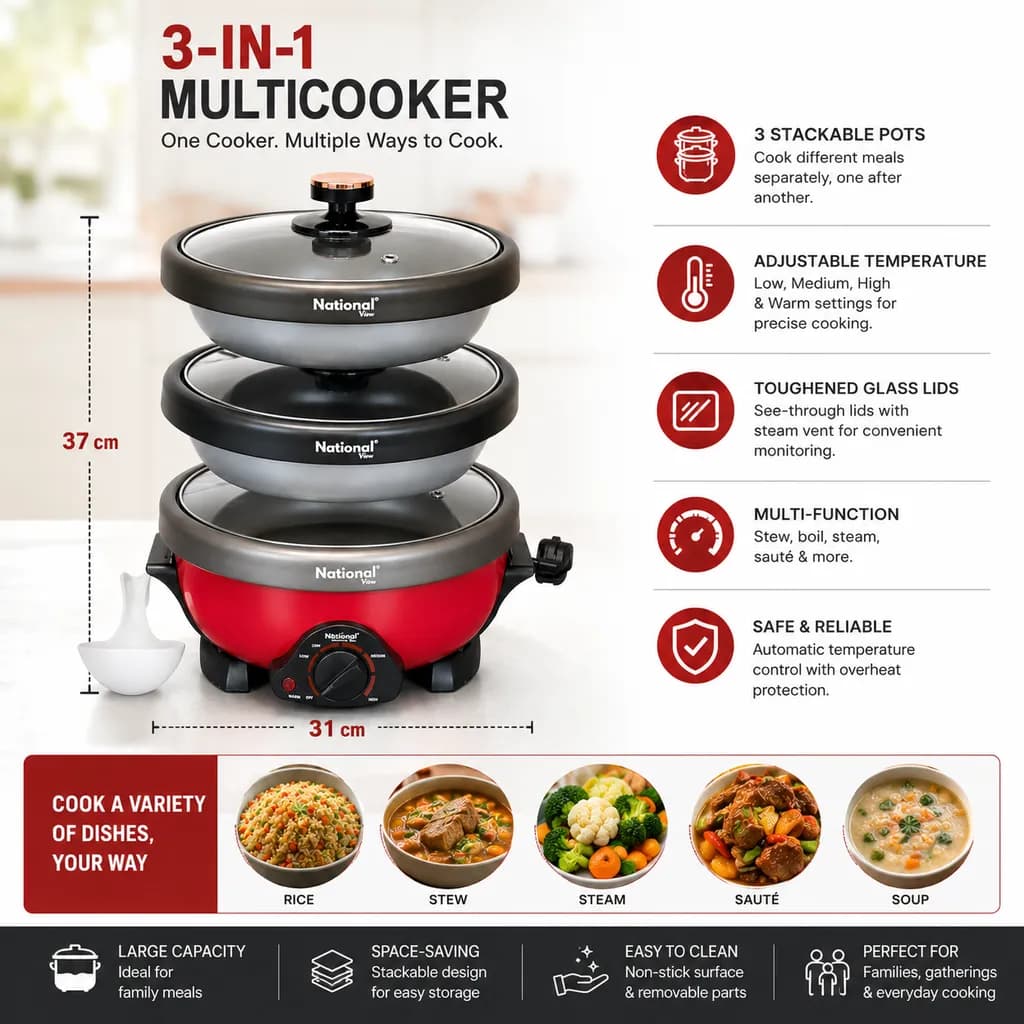 National View 3 Pot Multi-Cooker - Image 1